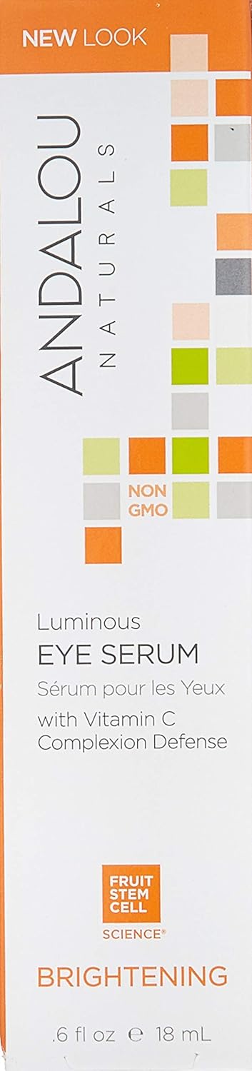 Andalou Naturals Luminous Eye Serum, Brightening Eye Cream for Dark Circles and Puffiness, Vitamin C, Caffeine & Goji Glycopeptides for a Lighter, Tighter, Brighter Appearance, 0.6 Ounce
