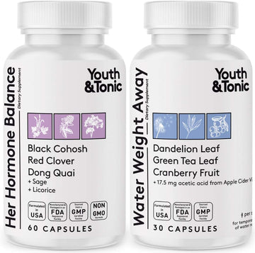 Youth & Tonic Water Retention Pills For Women And Hormone Balance Capsules For Swelling & Loss Of Water And To Maintain Healthy Female Hormonal Level | 30 + 60 Capsules