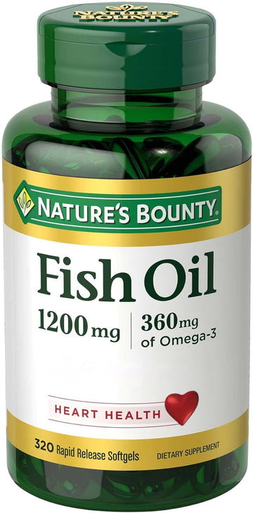 Nature'S Bounty Fish Oil, Dietary Supplement, Omega 3, Supports Heart Health, 1200Mg, Rapid Release Softgels, 320 Ct