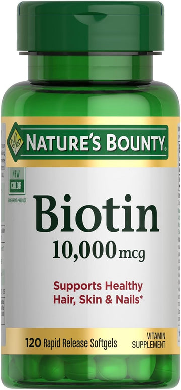 Nature'S Bounty Biotin, Supports Healthy Hair, Skin And Nails, 10,000 Mcg, Rapid Release Softgels, 120 Ct
