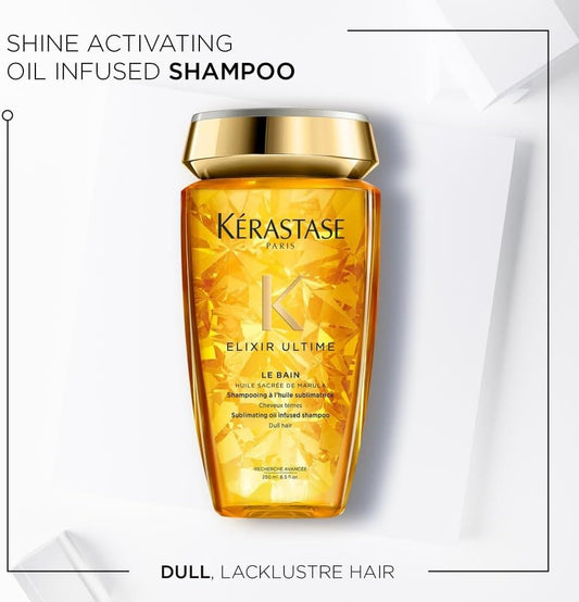 Kérastase Elixir Ultime, Oil-Infused Shine Shampoo, For Dull Hair, With 5 Precious Oils, Elixir Ultime Bain, 250 Ml