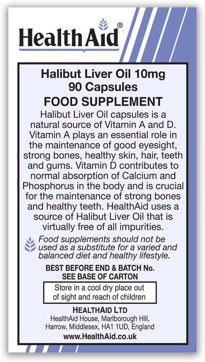HealthAid Halibut Liver Oil Pack of 2 x 90 Capsules (180 Capsules) : Amazon.co.uk: Health & Personal Care
