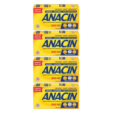 Anacin Fast Pain Relief Pain Reducer Aspirin Tablets, 300 Tablets, (Pa