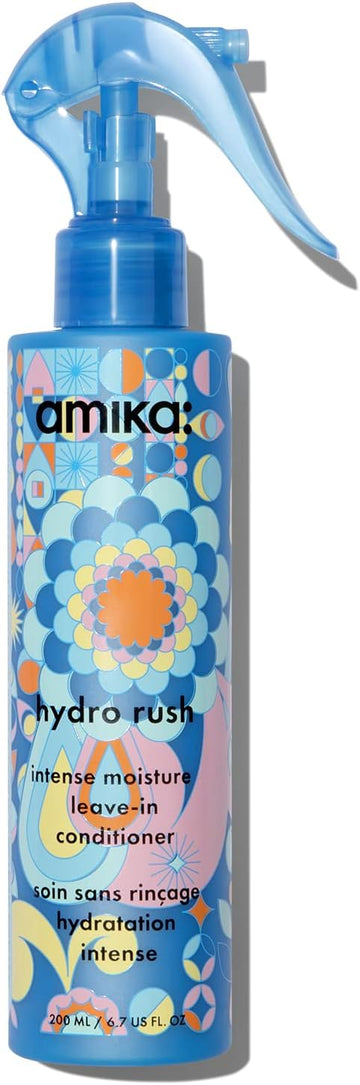 Amika Hydro Rush Intense Moisture Leave In Conditioner Spray - Frizz-Reducing Detangling Spray - Hydrating Hair Care Infused With Hyaluronic Acid, Squalane + Polyglutamic Acid (200 Ml)