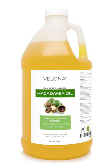 velona Macadamia Nut Oil 64 oz | 100% Pure and Natural Carrier Oil | Refined, Cold pressed | Cooking, Skin, Hair, Body & Face Moisturizing | Use Today - Enjoy Results