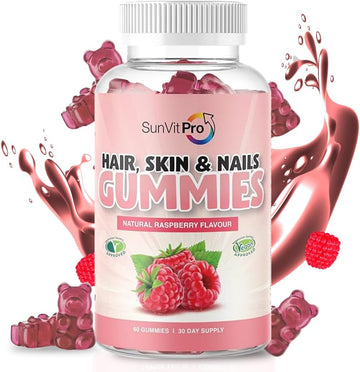 Sunvit-Pro Biotin Gummies 5,000µg - Hair Skin And Nail Vitamins, Vegan Plant Based Biotin Hair Growth Gummies For Women & Men, Supports Menopause, Perfect For Bone, Teeth & Muscle, Enhanced With Zinc