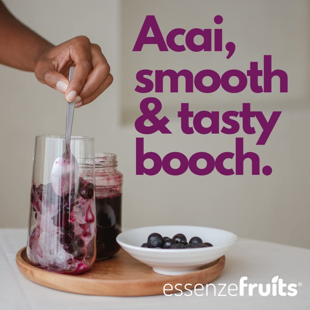 Essenzefruits Acai Kombucha Tea Powder Mix Beverage – Sugar Free, Fermented & Dried - Just Add Water! Live Probiotics & Prebiotic Blend, Vitamin C - Makes Up To 30 Cups (8 Oz, 226G)