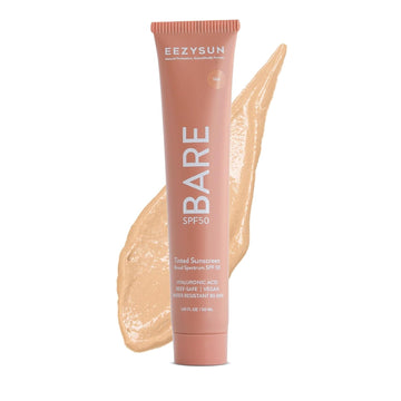Bare Tinted Sunscreen Spf 50 – Non-Greasy, Water-Resistant, Vegan & Reef-Safe With Hyaluronic Acid & Jojoba Oil – 1.69 Fl Oz – Tan