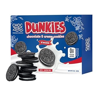 Choczero Keto Chocolate Sandwich Cookies With Creme - Low Sugar Gluten Free Dunkies (1 Box, 9Oz)