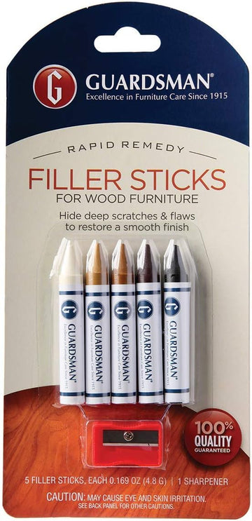 Guardsman Wax Wood Furniture Filler Sticks, Furniture Scratch Repair Kit For Wood Floors, Cabinets, Chairs, And Furnishings, 5 Colors