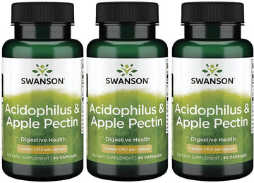 Swanson Acidophilus & Apple Pectin 90 Capsules (3 Pack)
