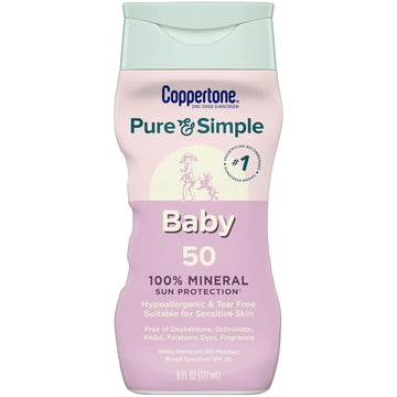 Coppertone Pure And Simple Baby Sunscreen Lotion Spf 50, Broad Spectrum Sunscreen For Baby, 6 Fl Oz Bottle