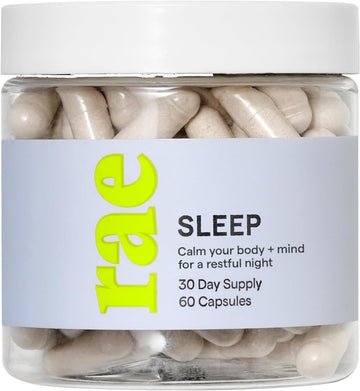 Rae Wellness Sleep Capsules - Support Relaxation And Calm For A Restful Night With Chamomile, L-Theanine, 5-Htp, Lemon Balm, And Melatonin 3Mg - Vegan, Non-Gmo, Gluten Free (30 Servings)