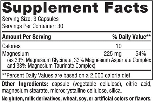 Nordic Naturals Magnesium Complex - 90 Capsules - 225 mg Magnesium - Brain & Heart Health, Mood, Energy, and Muscle Relaxation - Non-GMO, Vegan - 30 Servings