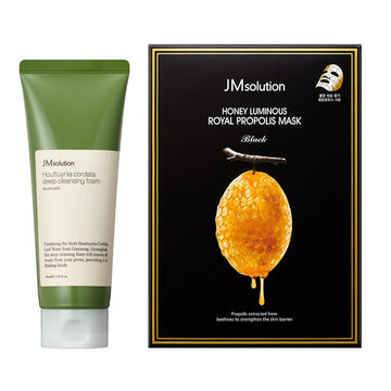 Jmsolution Skin Care Bundle- Heart Leaf Micro Cleansing Foam With Honey Roal Propolis Mask