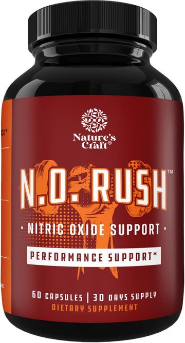 Nitric Oxide Support Pills - Natural Workout Supplement & Exercise Enhancer - Boost Energy Strength Recovery Muscle Builder - Pure L-Arginine & L-Citrulline Amino Acid Capsules - By Natures Craft