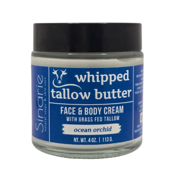 Grass-Fed Beef Tallow Body Butter - Emulsified, Non-Greasy Moisturizer, 4 Oz Soaps & Skin Care (4 Oz., Ocean Orchid)