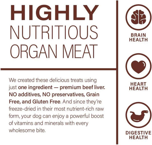 360 Pet Nutrition Freeze Dried Beef Liver Raw Single Ingredient Treats, Made In The Usa, 4 Ounce (Beef Liver)