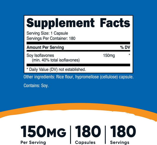 Nutricost Soy Isoflavones 150Mg, 180 Veggie Capsules - Gluten Free, Non-Gmo, Vegetarian Friendly