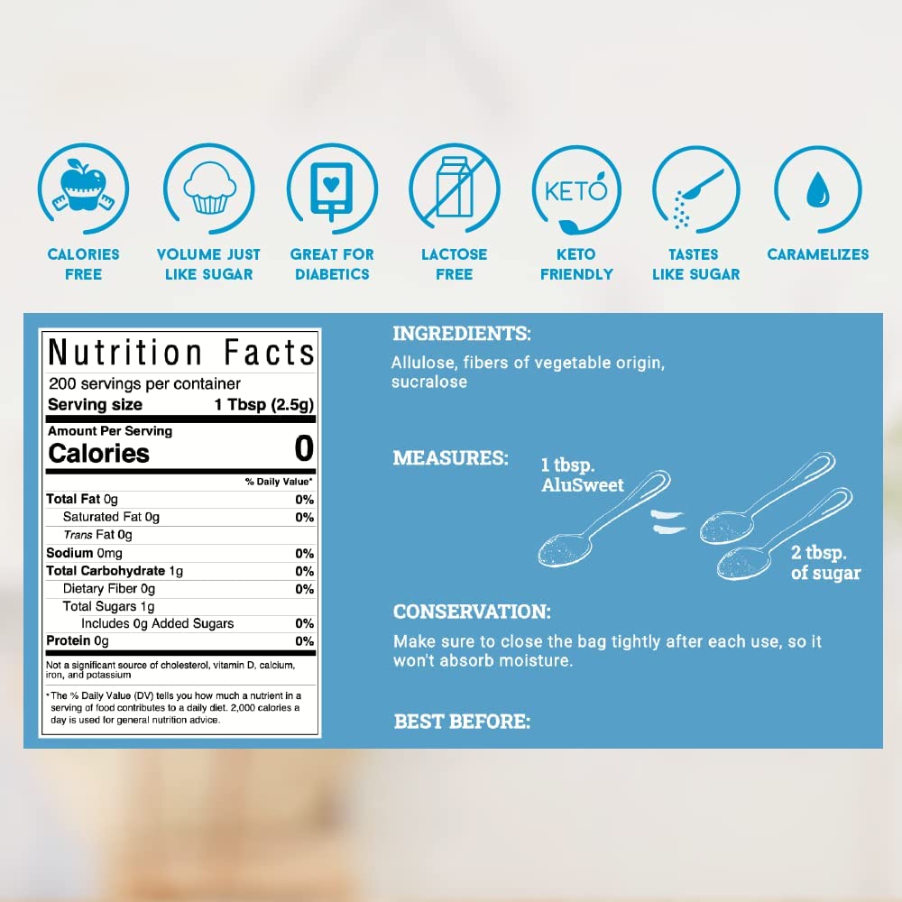 Alusweet 2-Pack Kit Includes (1) Allulose Zero Calorie Sweetener & (1) Allulose Monk Fruit & Erythritol Sweetener - 24 Oz - 1:1 Sugar Substitute, Keto-Friendly, Organic, Plant-Based Substitute