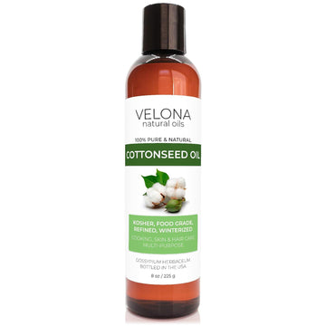 velona Cotton Seed Oil 8 oz | 100% Pure and Natural Carrier Oil | Refined, Cold pressed | Cooking, Skin, Face, Body, Hair Care | Use Today - Enjoy Results