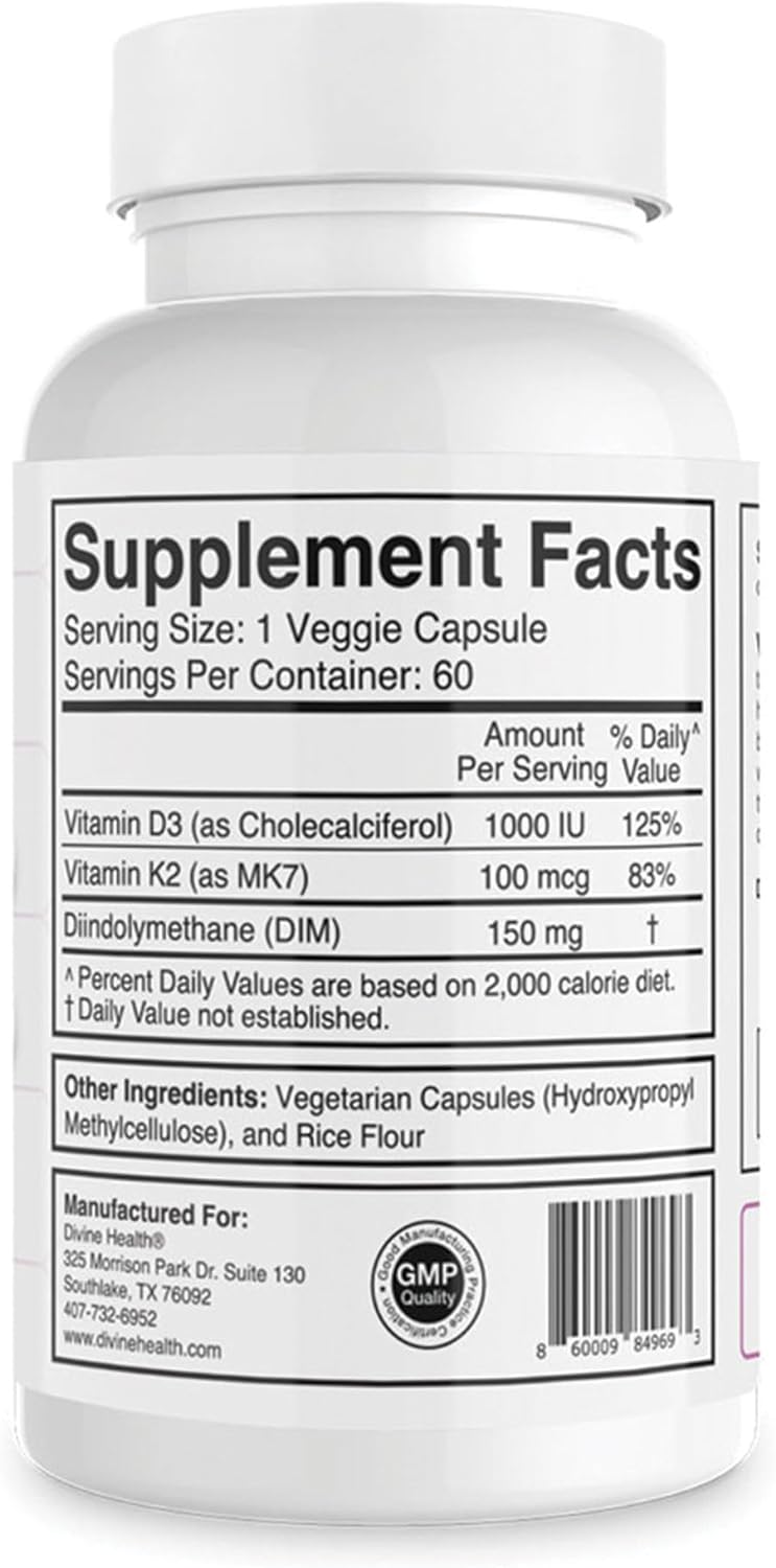 Divine Health's Hormone Zone |150mg of DIM | 100mcg of Vitamin K2 | 10