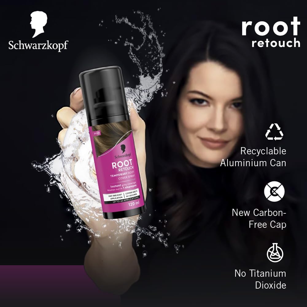 Schwarzkopf Root Retouch Instant Grey Root Coverage Spray - Temporary, Sweat & Rain Resistant, Brown 70g (Pack of 2) : Amazon.co.uk: Beauty