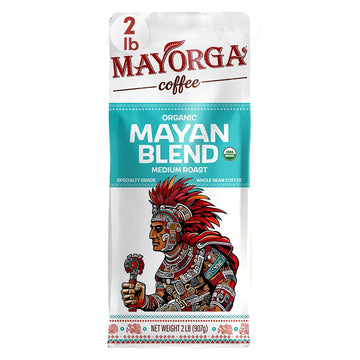 Mayorga Organic Coffee 2Lb Mayan Blend - Medium Roast Whole Bean Coffee Specialty Grade, 100% Arabica, Slow Roasted, Chocolate And Floral Flavor With Low Acidity - Usda Organic, Non-Gmo, Kosher