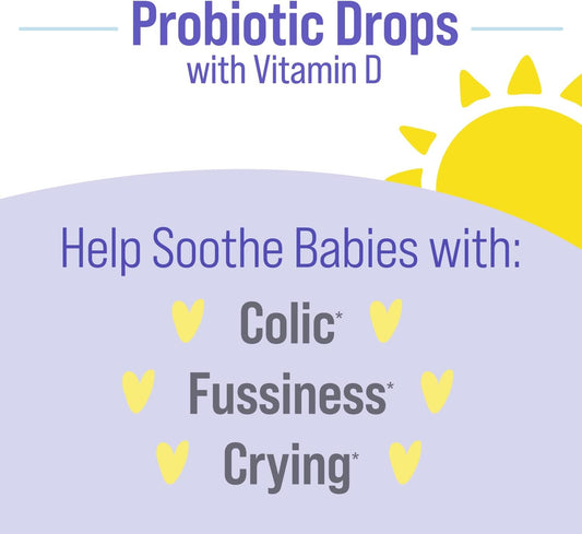 Probiotics for Babies, Colic plus Soothing Drops From Culturelle, Helps Soothe Colic, Fussiness and Crying in Babies 0-12 Months, 7.5ml drops, One Monthās Supply
