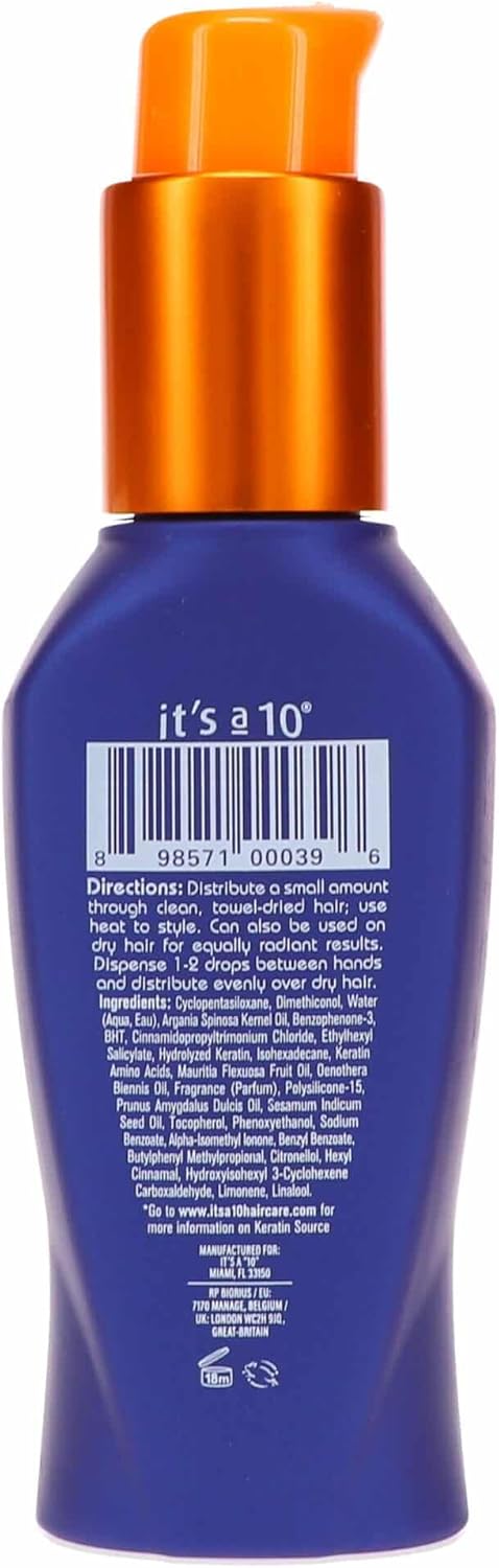 It's a 10 Haircare Miracle Oil Plus Keratin, 3 fl. oz. (Pack of 1) : Beauty & Personal Care