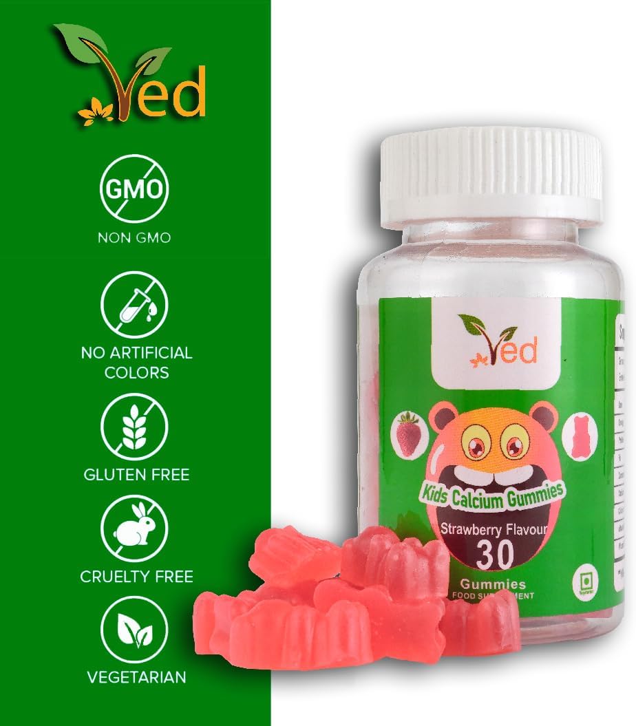 Calcium Gummies Kids,15 Day Supply, Natural Strawberry Flavour, 30 Chewable Vegan Gummies, Vegetarian Friendly, Energy & Immune System, Kids Calcium Gummies, GMO & Gluten Free. : Amazon.co.uk: Health & Personal Care
