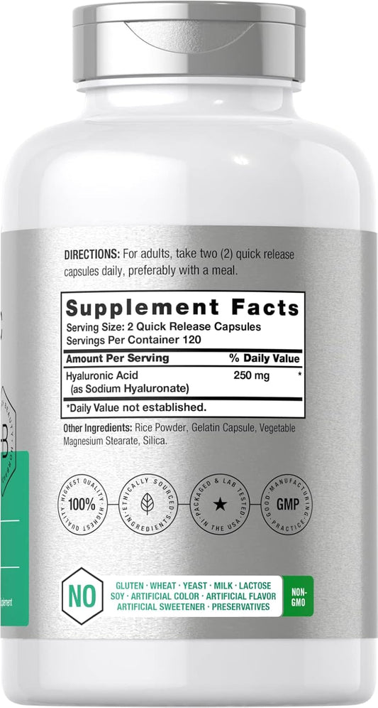 HorbƤach Hyaluronic Acid Capsules | 250 Mg | 240 Count | Non-Gmo And Gluten Free Supplement