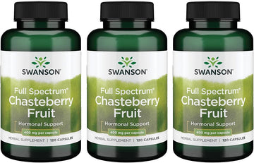 Swanson Chasteberry Fruit - Herbal Supplement Promoting Women'S Health & Menopausal & Menstrual Support - May Support Balance & Skin Health - (120 Capsules, 400Mg Each) 3 Pack