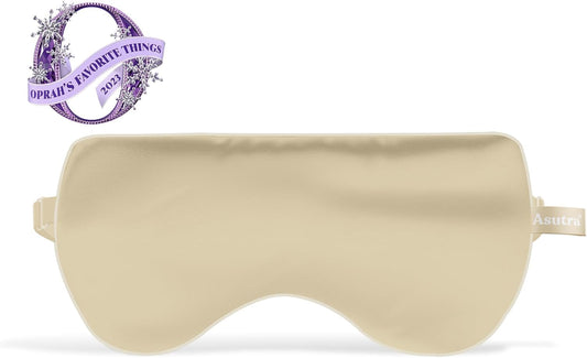 Asutra Silk Eye Pillow, Champagne Gold | Filled W/Lavender & Flax Seeds | Weighted | Meditation & Light Blocking Blindfold