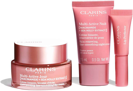 Clarins Multi-Active Day Gift Set With Niacinamide | Smooth Fine Lines | Visibly Tighten Pores | Even Tone And Texture | Boost Glow | Strengthen Moisture Barrier | All Skin Types