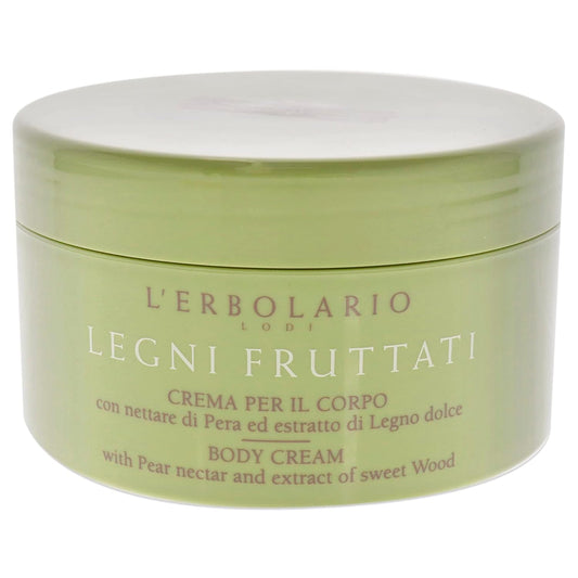 L'Erbolario Body Cream - Moisturizing Body Butter For Dry Skin - Anti-Aging, Toning Skin Care With Woody Scent - Pear Nectar And Sweet Woods - 8.4 Oz