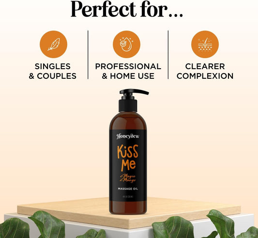 Mango Sensual Massage Oil For Couples - Alluring Tropical Full Body Massage Oil For Date Night And Nourishing Body Oil With Sweet Almond Oil - Smooth Gliding Non Staining Non Greasy Vegan Formula