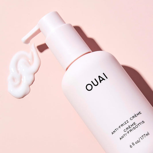 OUAI Anti Frizz Hair Styling Bundle - Includes Anti Frizz Crème + Air Dry Foam for Frizz Control (2 Count, 6 Oz/ 8 Oz)