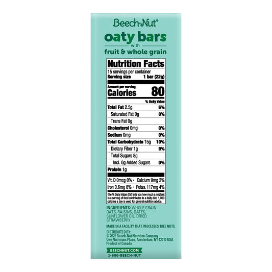 Beech-Nut Oaty Bars with Fruit & Whole Grain Strawberry Toddler Snack Bar, 15 Bars : Baby