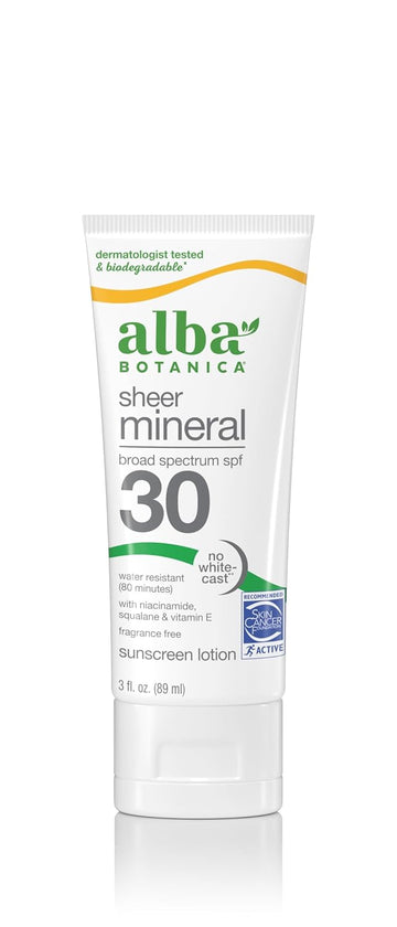 Alba Botanica Sunscreen Lotion, Sensitive Mineral, Spf 30, Fragrance Free, 3 Oz