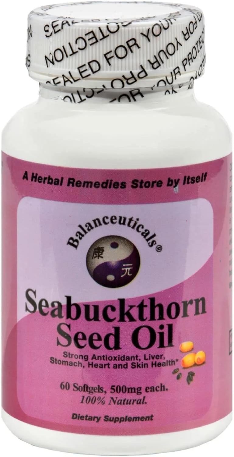 Seabuckthorn Seed Oil, 500 Mg Dietary Supplement Softgels, 60-Count Bottle