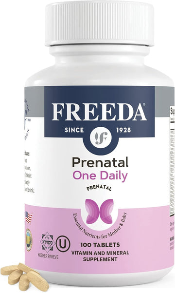 Freeda Prenatal Vitamin - Kosher Prenatals - Prenatal Vitamins With Iron, Prenatal Folic Acid, Choline, Vitamin D - One Daily Pre Natal Multivitamin Support For Pregnant & Lactating Women (250)