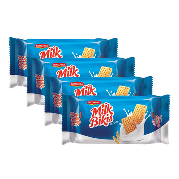Britannia Milk Bikis Biscuits 3.17Oz (90G) - Kids Favorite Breakfast & Tea Time Snacks (Pack Of 4)
