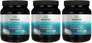 Swanson 100% Certified Organic Coconut Oil Cooking Baking Frying Beauty Efas Mcts 3 Lbs 6 Ounces (1.53 Kg) Solid Oil (3 Pack)