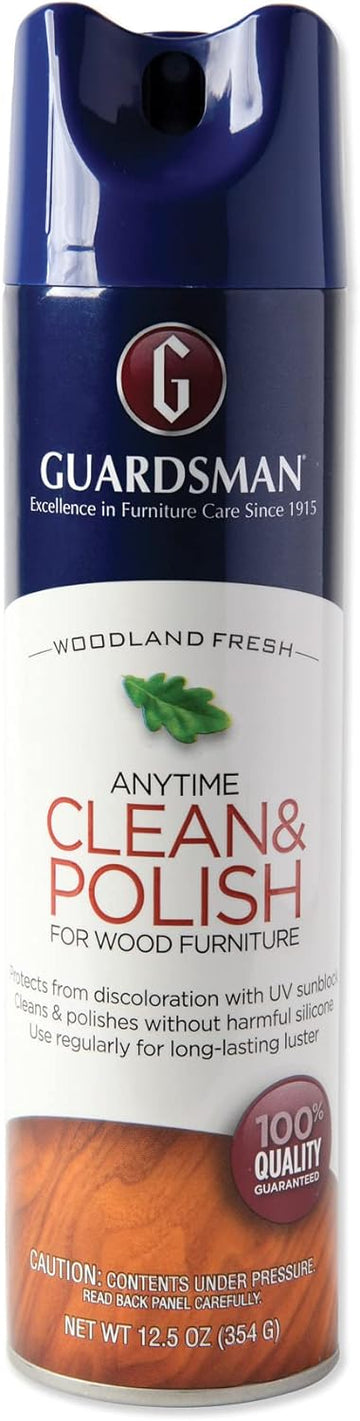Guardsman Clean & Polish For Wood Furniture - Woodland Fresh - 12.5 Oz - Silicone Free, Uv Protection - 460100