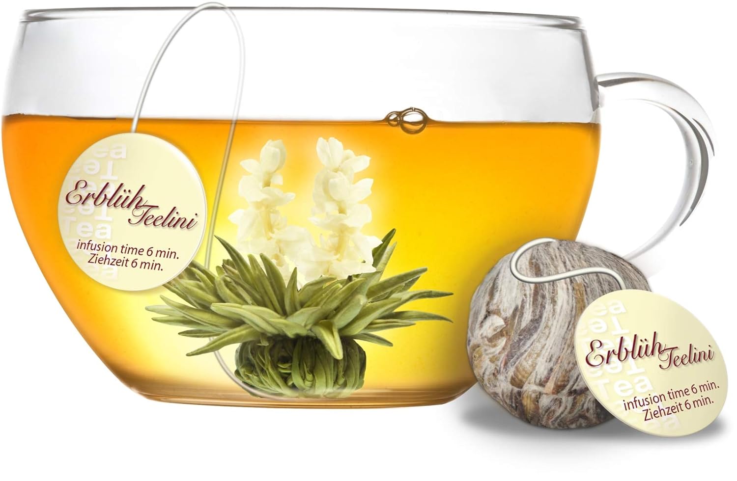 Creano Tea Flowers In Cup Size - Blooming Tea - 8 Flowering Tea In 4 Different Varieties - White Tea