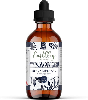 Earthley Wellness Black Liver Oil, Liver, Immune, And Gut Health Support, Helps Elimate Toxins And Supports Liver Health, Zero Flavors, Colors, Zero Added Sugars, Allergens (2Oz)