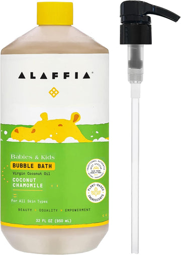 Alaffia Babies & Kids Bubble Bath, Lemon Lavender, Pump Included – Gentle Cleanser With Raw Shea Butter And Lemon Balm, 32 Fl Oz