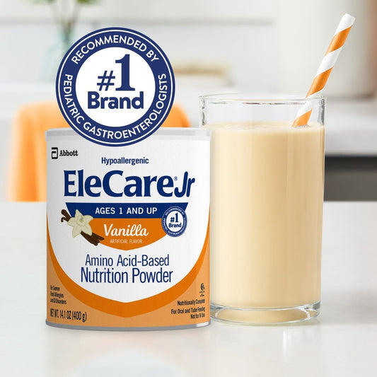Elecare Jr Amino Acid-Based Nutrition Powder, Complete Nutrition For Ages 1 And Older With Food Allergies, Vanilla, 14.1-Oz Can, Pack Of 6