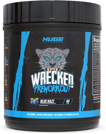 Wrecked Pre Workout, Advanced Formula, Boosts Energy, Focus, Pumps & Performance, 10G L-Citrulline, 6.4G Beta Alanine, 5G Tyrosine, 1G Alpha Gpc, 375Mg Fast-Acting Caffeine & More (Panther'S Blood)